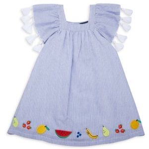 Blue seersucker tassel dress